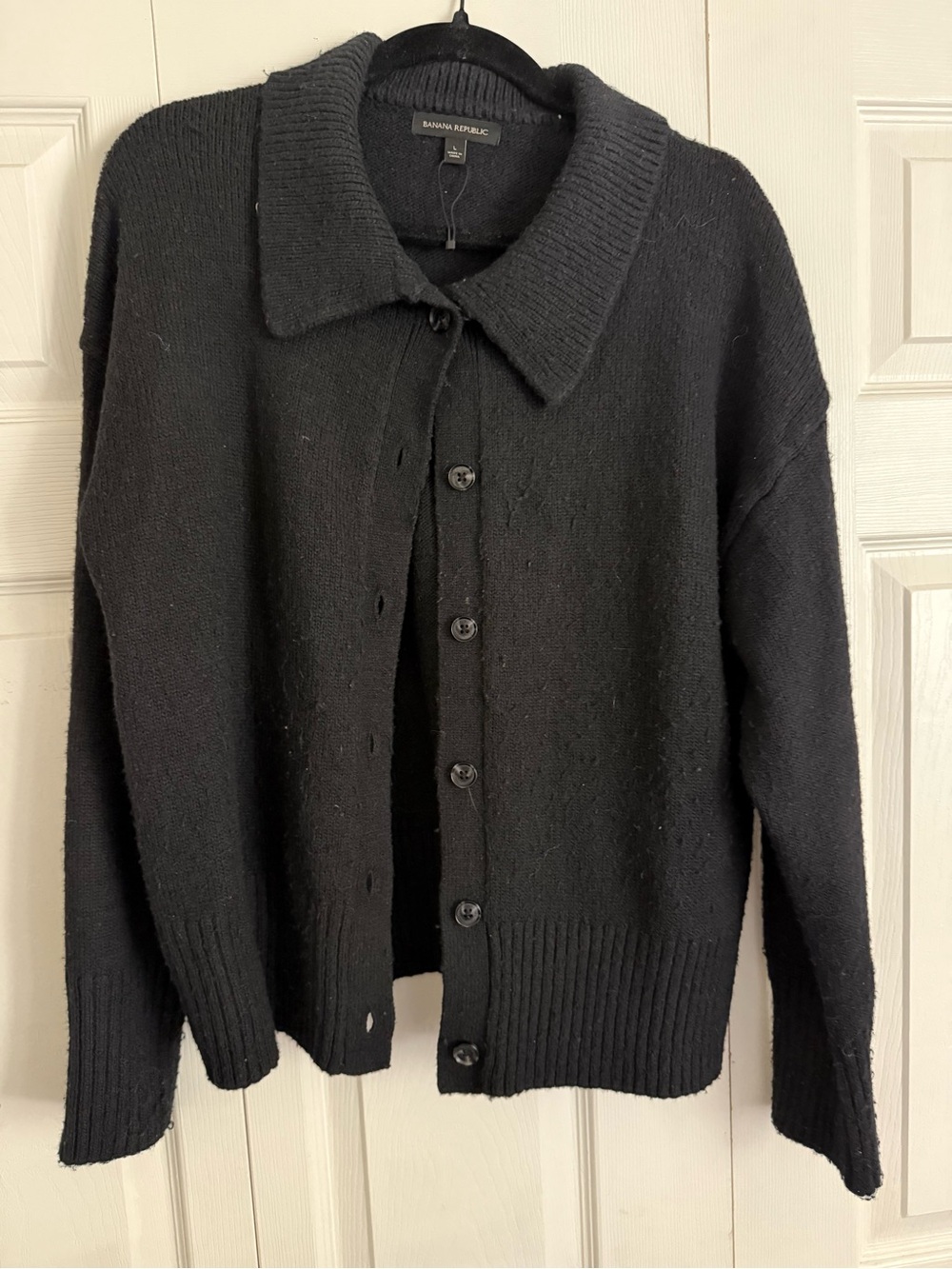 Banana Republic Black Collared Button Cardigan